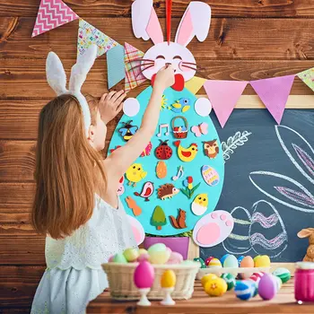 1 комплект Пасхального кролика из фетра своими руками для детей, Пасхальная вечеринка, Мультяшный кролик, Пасхальные украшения для фестиваля 2023 года, принадлежности -случайный цвет