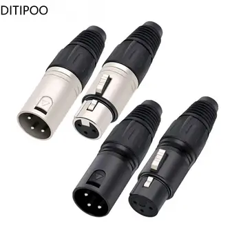 1шт Черный серебристый 3-контактный разъем XLR для мужчин/женщин, 3 полюса, разъем для микрофона XLR, разъем для подключения микрофонного кабеля