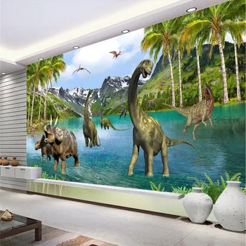 beibehang Пользовательские Фотообои 3D Стерео Большие Фрески Динозавры юрского периода гостиная диван-кровать спальня вспышка серебряная ткань