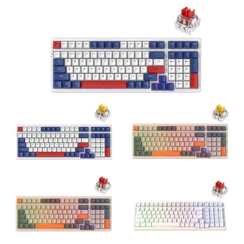 Игровые клавиатуры K98 для геймеров, 100 клавиш, бесшумная клавиатура, трехрежимная проводная игровая клавиатура Type-C с RGB подсветкой для настольных ПК для геймеров