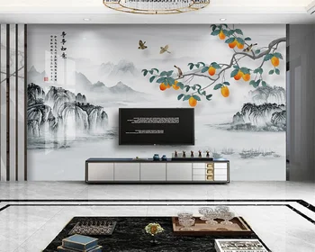 beibehang Индивидуальные современные обои с цветами и птицами в новом китайском стиле мраморный фон для телевизора papel de parede