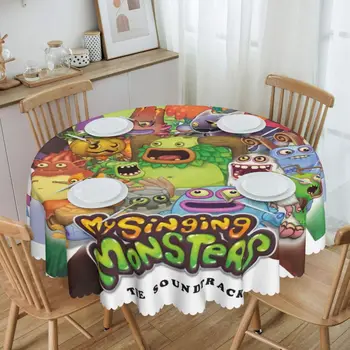 Круглая скатерть, 60-дюймовая кухонная скатерть для обеденного стола, водонепроницаемые чехлы для игровых столов с героями мультфильмов и аниме