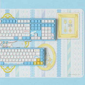 Механическая Клавиатура Sanrio Cinnamoroll 87/108 Клавиш Bluetooth 5,0 Беспроводная Горячая вилка Kawaii Keyboard для PC Gamer Girls Co-branded