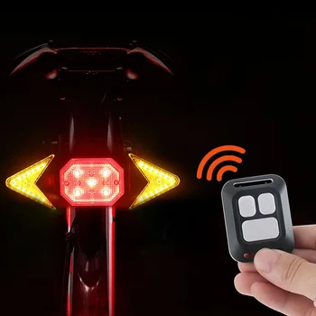 Задний фонарь Указателя поворота велосипеда Беспроводной пульт дистанционного управления Задний фонарь для горного велосипеда Зарядка через USB Задний фонарь Светодиодная сигнальная лампа