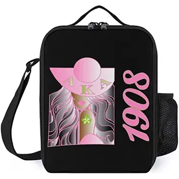 Ланч-бокс Портативная изолированная сумка для ланча с регулируемым плечевым ремнем и боковым карманом, прочная школьная сумка для ланча многоразового использования