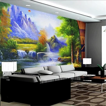 Пользовательские обои 3d фреска Европейская картина маслом пейзажные пейзажи фон из папье-маше декоративная роспись стен 3d обои