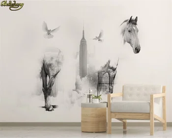 beibehang Пользовательские 3D обои фреска современный минималистичный абстрактный креативный городской фон лошади обои papel de parede обои для стен