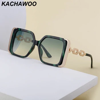 Kachawoo/ женские квадратные солнцезащитные очки с цепочкой в большой оправе, модные солнцезащитные очки для мужчин, летние оттенки в европейском стиле, зеленый, коричневый, синий, горячие