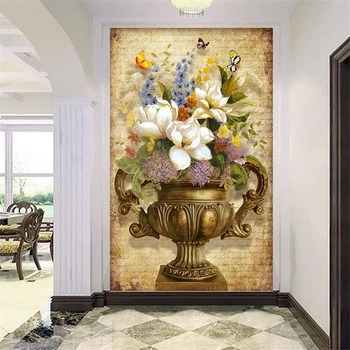 бейбехан Пользовательские обои 3d фотообои Европейская ретро живопись ваза цветок 3D крыльцо проход коридор фон обои фреска