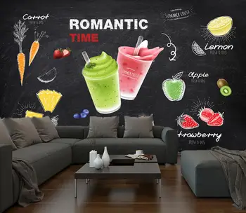 Пользовательские обои, расписанные мультяшным мороженым, настенная роспись на доске, 3D обои для стен магазина напитков, сока, холодных напитков