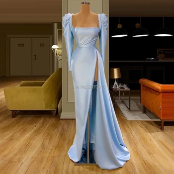 Элегантное вечернее платье-футляр с разрезом до пола, Атласный Халат De Soiree Aibye, платье для выпускного вечера, Вечернее платье вечернее платье Simple Dubai