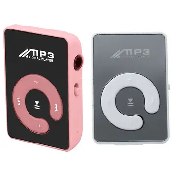 2X Mini Mirror Clip USB Цифровой Mp3-плеер с поддержкой 8 ГБ SD TF-карты Розовый и белый