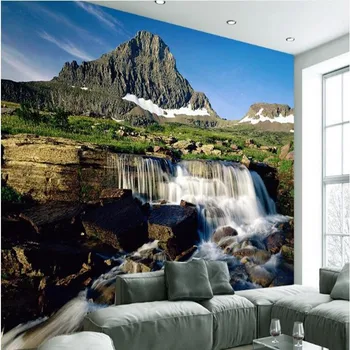 Изготовленные на заказ крупномасштабные фрески wellyu, современный 3D водный пейзаж, водопад, фон для телевизора в гостиной, экологические обои
