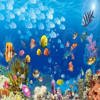 wellyu Изготовленный на заказ большой фон для телевизора fresco подводный мир гармония рыб обои papel de parede para quarto