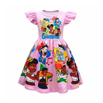 Изящное Угловое платье для маленькой девочки, летнее детское праздничное платье принцессы с мультяшным принтом, детская туника