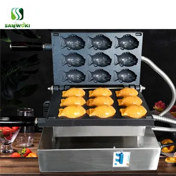 Электрическая японская машина для приготовления рыбных вафель mini taiyaki maker, 9 шт., печь для приготовления рыбных тортов, мини-машина для приготовления закусочных рыбных тортов