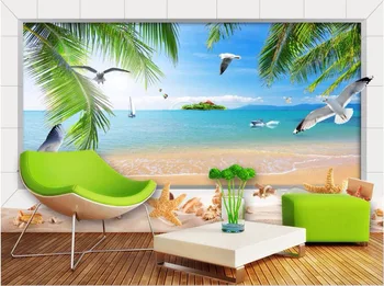 Пользовательские фотообои 3d обои Гавайские морские пейзажи декоративная живопись 3d настенные фрески обои для стен гостиной 3 d