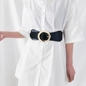 Пояс с золотой пряжкой, геометрическая пряжка, декоративный пояс для юбки, женские ремни в винтажном стиле Ins, роскошный дизайнерский бренд SCM0057