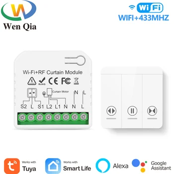 Tuya Smart Life WiFi Жалюзи с электрическим выключателем штор с дистанционным управлением RF 433 МГц, электрические рольставни Google Home Alexa