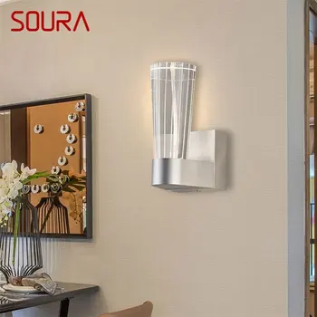 Настенные светильники SOURA Crystal LED Серебристый Алюминиевый Внутренний Настенный бра Новый дизайн для домашнего Фойе Спальни гостиной Офиса Отеля