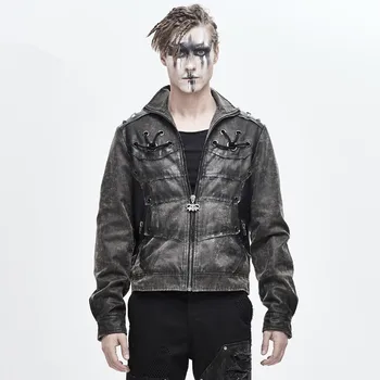 D.F Мужские куртки в стиле панк, Новая повседневная куртка, байкерские кожаные пальто, ветровка, мужское модное пальто с металлическим декором, праздничная одежда