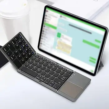 Новая портативная Мини-клавиатура Bluetooth с тремя складываниями, Беспроводная Складная сенсорная панель для планшета IOS Android Windows Ipad