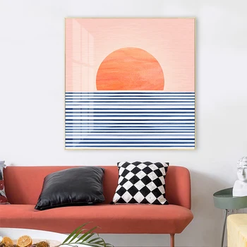Абстрактный пейзаж восхода солнца, морская сцена, плакат и печать на холсте, настенные панно для домашнего декора гостиной