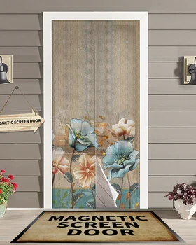 Цветы Тюльпаны Летняя дверная занавеска с магнитным экраном, противомоскитная сетка, кухонные занавески от насекомых