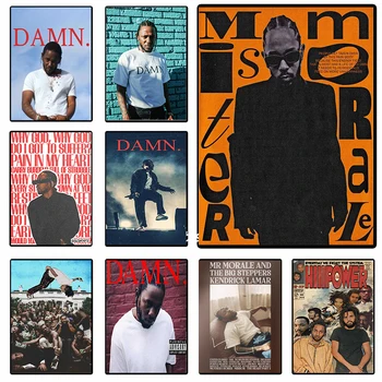 Постер альбома Kendrick Lamar Damn Эстетичный Рэпер Хип-хоп Музыкальной группы Украшение дома Картина на холсте Настенная роспись Декор комнаты