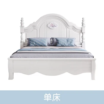 Детская кровать Кровать принцессы для девочек Кровать из массива дерева в американском и европейском стиле для хранения бревен Кровать для девочек