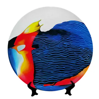 Изысканная керамическая тарелка с морскими рыбками для домашнего декора Настенный поднос Креативное дизайнерское блюдо с красочным рисунком подводного мира