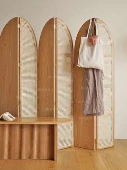 Ротанговая ширма для спальни и бытовой перегородки в прихожей Японская складная съемная ширма для кровати и завтрака