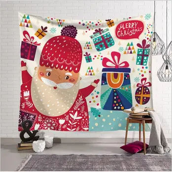 Настенный гобелен с принтом Святого Клауса, украшение для стен дома, Золотой Лось, Настенный Снеговик для Рождества в комнате общежития