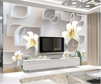 beibehang Пользовательские обои 3d современный простой трехмерный рельеф лилия гостиная ТВ фон обои Papel de parede