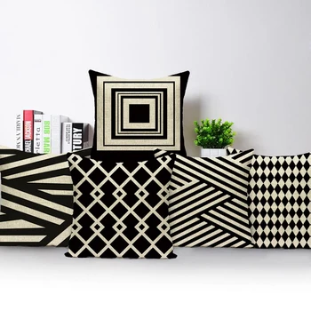 Геометрический черно-белый чехол для подушки в полоску и горошек наволочки для подушек из полиэстера Декор для домашнего кресла-кровати наволочка
