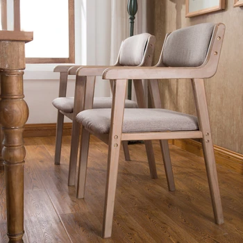 Простой Современный Минималистичный обеденный стул из скандинавского массива дерева, Ресторанный Подлокотник, Спинка для отдыха, предметы мебели для дома