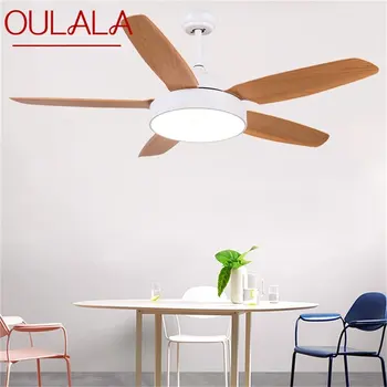 OULALA Современный Простой потолочный вентилятор с дистанционным управлением 52-дюймовая светодиодная деревянная лампа для дома, гостиной, столовой