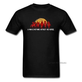 Геймерская футболка Мужская Футболка Red Dead Redemption Футболка Sunset Men - Ничто Без Его Лошади Винтажный Дизайн Топы Уличная Одежда