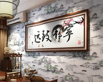 beibehang papel de parede Restaurant Вход в ресторан, классические обои тушью в китайском стиле, китайская пейзажная живопись behang