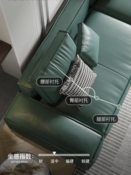 Итальянский кожаный диван, кожаная гостиная на первом этаже, простой латексный диван