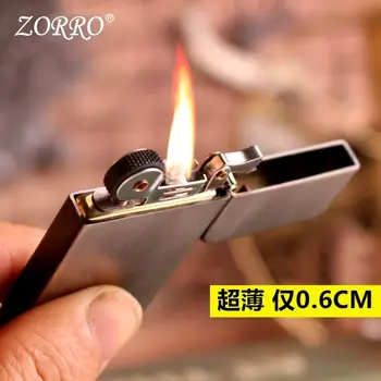 Новая мини-керосиновая зажигалка Zorro из ультратонкой чистой меди, Портативная Металлическая Ветрозащитная зажигалка для шлифовального круга, приспособление для курения сигарет