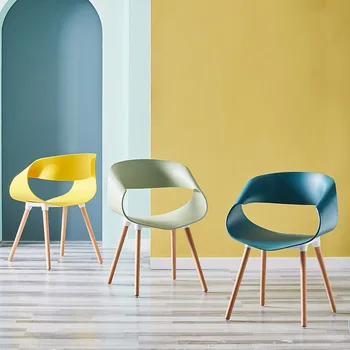 Современные минималистичные Пластиковые Обеденные стулья Креативный дизайн Nordic Leisure DiningChair Со спинкой Кресла Sandalye Мебель для дома