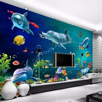 wellyu Пользовательские обои 3D сплошная настенная живопись подводный мир красивый подводный мир гостиная ТВ фон обои