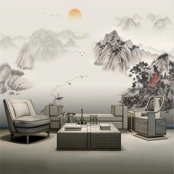Китайская художественная концепция beibehang абстрактные обои с пейзажем тушью для украшения гостиной фоновая фотообоя