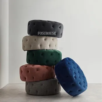 FOSUHOUSE Nordic Sofa Табурет для ног Легкая Роскошная гостиная Табурет для замены обуви с ножной педалью, Одинарная Креативная Тканевая Диванная подушка