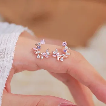 2023 Корейские изысканные серьги с цветами и бабочками для женщин, серьги-гвоздики из циркона, свадебные украшения для девочек