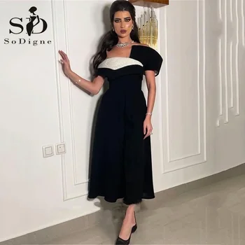 SoDigne 2023, Черные платья для выпускного вечера с блестками, праздничные платья с открытыми плечами в арабском Дубае, вечерние платья для женщин