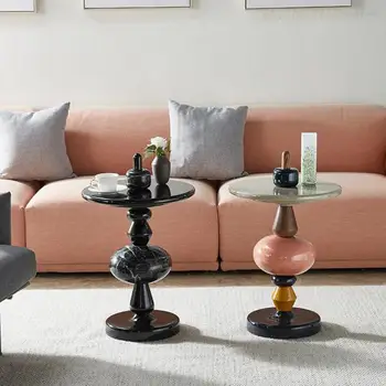 Диван Датского дизайна, приставной столик в скандинавском стиле, современный журнальный столик из цельного дерева в форме тыквы, небольшая квартира, Мраморная круглая прикроватная тумбочка