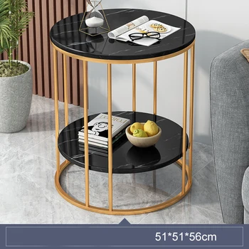 Креативный домашний столик в спальне, простой современный журнальный столик с мраморным узором, Маленький круглый столик с двойным каменным узором, письменный стол