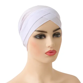 Арабский шарф, химиотерапевтическая шапочка, Марлевые мусульманские модные тюрбаны для женщин, двухслойный тюрбан из хрустальной конопли с перекрестной головкой